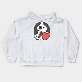 Black Spotted Rabbit Heart Kids Hoodie